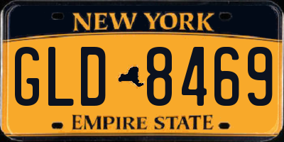 NY license plate GLD8469