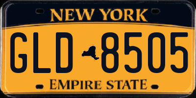 NY license plate GLD8505