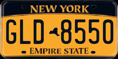 NY license plate GLD8550