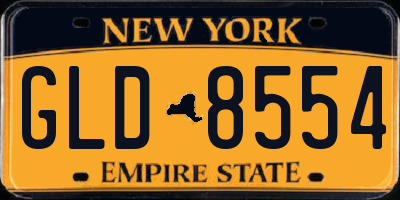 NY license plate GLD8554