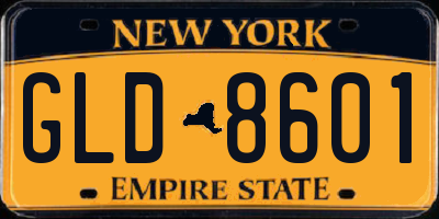NY license plate GLD8601