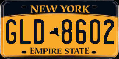 NY license plate GLD8602