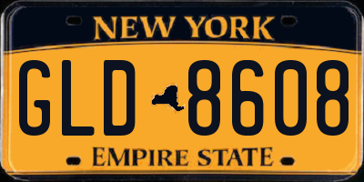NY license plate GLD8608