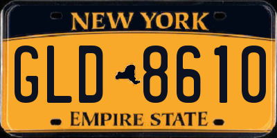 NY license plate GLD8610