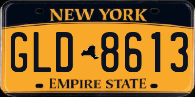 NY license plate GLD8613