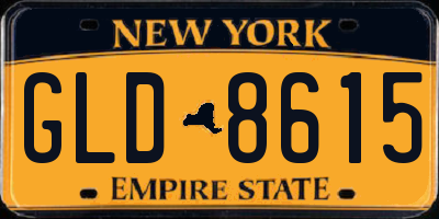 NY license plate GLD8615