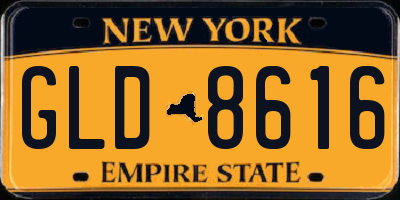 NY license plate GLD8616