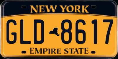 NY license plate GLD8617