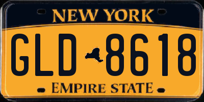 NY license plate GLD8618