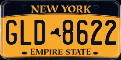 NY license plate GLD8622