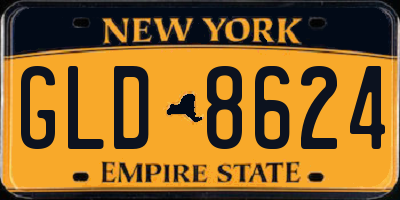 NY license plate GLD8624