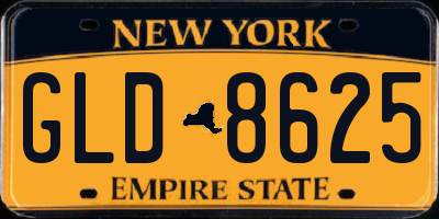 NY license plate GLD8625