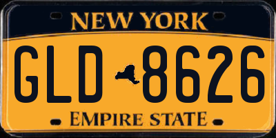 NY license plate GLD8626