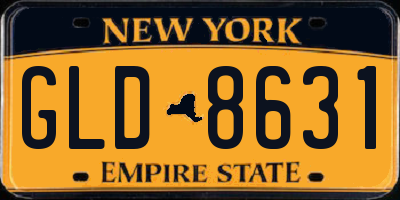 NY license plate GLD8631
