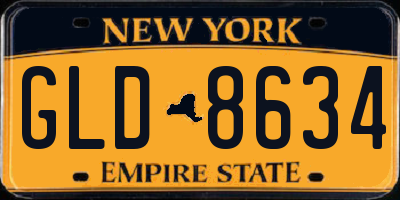 NY license plate GLD8634