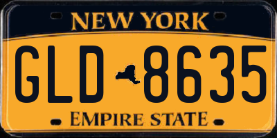 NY license plate GLD8635