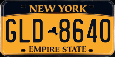 NY license plate GLD8640