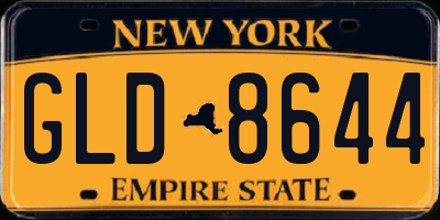 NY license plate GLD8644