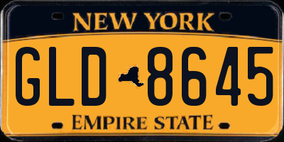 NY license plate GLD8645