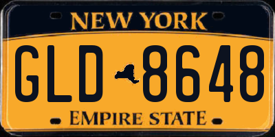 NY license plate GLD8648