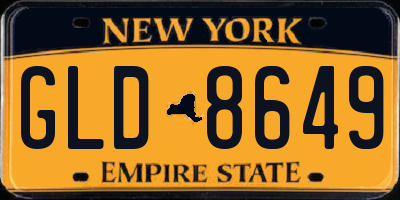 NY license plate GLD8649