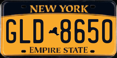 NY license plate GLD8650