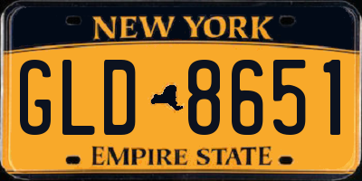 NY license plate GLD8651