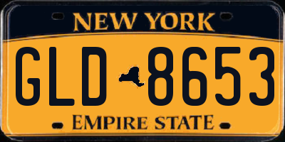NY license plate GLD8653