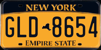 NY license plate GLD8654