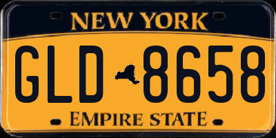 NY license plate GLD8658
