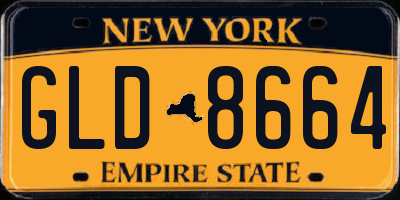 NY license plate GLD8664