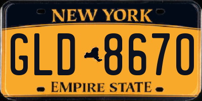 NY license plate GLD8670