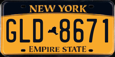 NY license plate GLD8671