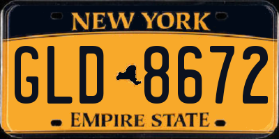 NY license plate GLD8672