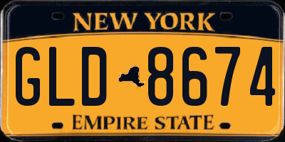 NY license plate GLD8674