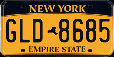 NY license plate GLD8685
