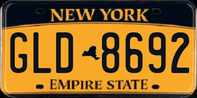 NY license plate GLD8692