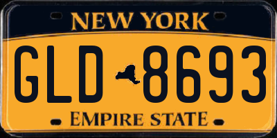 NY license plate GLD8693