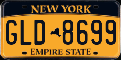 NY license plate GLD8699