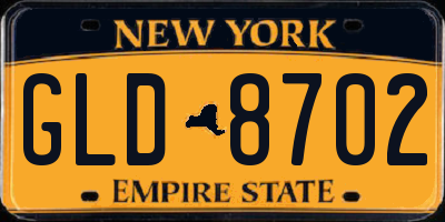 NY license plate GLD8702