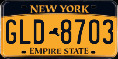 NY license plate GLD8703