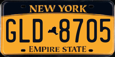 NY license plate GLD8705