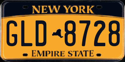 NY license plate GLD8728