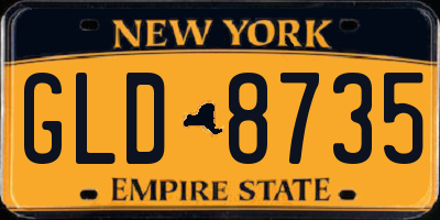 NY license plate GLD8735