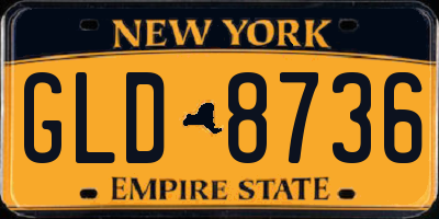 NY license plate GLD8736