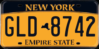 NY license plate GLD8742