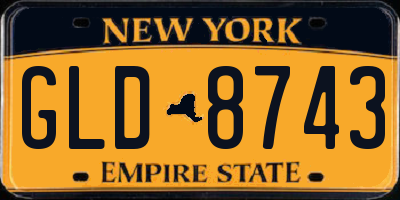 NY license plate GLD8743