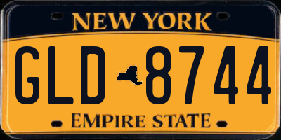 NY license plate GLD8744