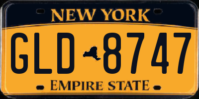 NY license plate GLD8747