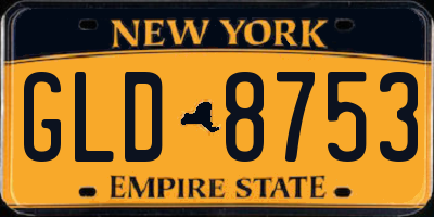 NY license plate GLD8753